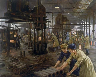 Dělnice v továrně na munici, 1918