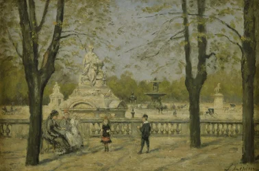 Place de la Concorde, pohled z terasy Tuilerií, asi 1880 (olej na dřevě)