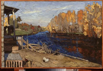 Podzim. Obraz Stanislava Yulianoviče Žukovského (1873-1944), olej na plátně