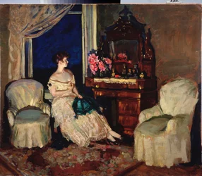 V pokoji - Obraz Stanislava Yulianoviče Žukovského (1873-1944), olej na plátně