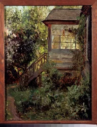 Venkovský dům. Terasa. Obraz Stanislava Yulianoviče Žukovského (1873-1944), olej na plátně. Ruské umění, konec 19.-20. století. Státní Treťjakovská galerie, Moskva.