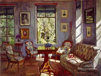 Obývací pokoj v Manor House Rozhdestveno, 1916