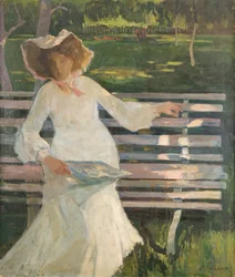 Na lavičce, kolem roku 1905 (olej na plátně)