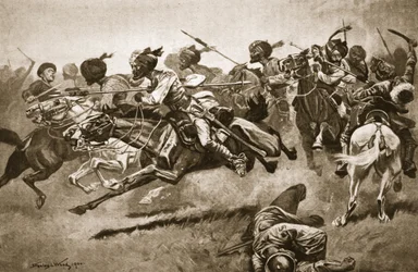 Na expedici do Pao-ting-fu: Náboj bengálských kopiníků, ilustrace z 