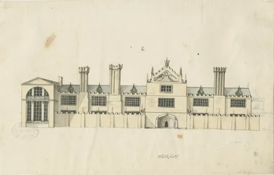 Blithfield Hall: kresba tónovaným perem a [18. století] (kresba)