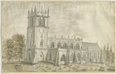 Eccleshall Church: malba vodovými barvami, nd [1762-1802]