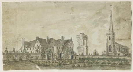Hamstall Ridware - Church and Manor House: malba vodovými barvami, nd [1762-1802]