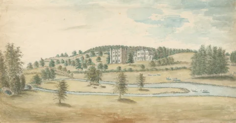 Tixall Hall and Gatehouse: malba vodovými barvami, nd [1762-1802]