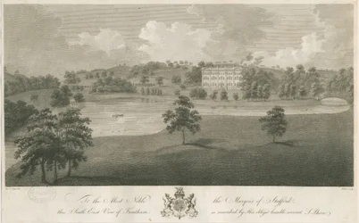 Trentham Hall: rytina, nd [c 1794] (tisk)