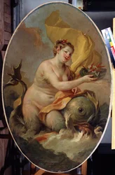 Nymfa (Nymfa). Obraz Stefana Torelliho (1712-1784). Olej na plátně