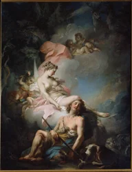 Selene a Endymion (Selene a Endymion) Obraz Stefana Torelliho (1712-1784). Olej na plátně