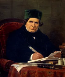 Portrét Giovana Battisty Niccoliniho, italského dramatika a vlastence Stefana Ussiho (1822-1901), olej na plátně, 68x74 cm