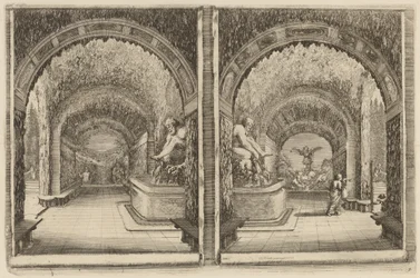Grotto viděno ze dvou různých pohledů, pravděpodobně 1653.