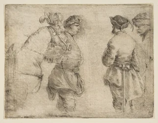 Polák, který vede koně za uzdu a mluví se dvěma dalšími muži, ca. 1662.