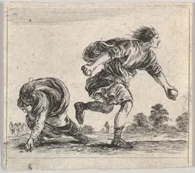 Atalanta a Hippomenes, z Game of Mythology Jeu de la Mythologie, 1644.