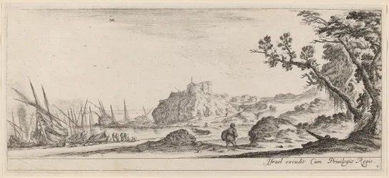 Lodě na pobřeží, v roce 1647 nebo dříve.
