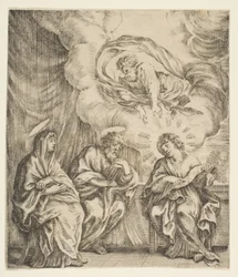 Dítě Ježíš vysvětlující Písma své matce a svatému Josefovi, ca. 1627.