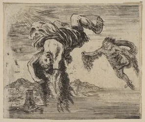 Daedalus a Ikaros z Mythologické hry Jeu de la Mythologie, 1644.