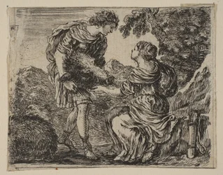 Meleager a Atalanta, z Game of Mythology Jeu de la Mythologie, 1644.