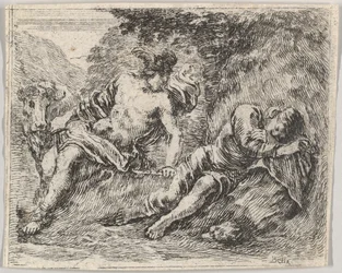 Merkur a Argos, z Mytologické hry Jeu de la Mythologie, 1644.