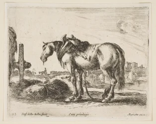 Talíř 22: vozíkový kůň, z Různá zvířata Diversi animali, ca. 1641.