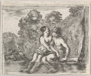 Salmacis a Hermafrodit, z Mytologické hry Jeu de la Mythologie, 1644.