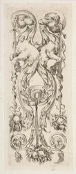 Dvě protilehlé velbloudí hlavy s těly končícími v Ornamentu, ca. 1653.