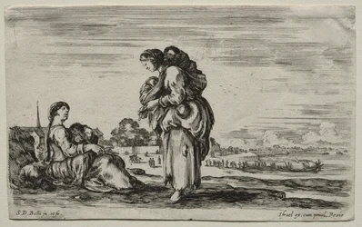 Různé postavy a krajiny: dvě matky spolu hovoří, 1649