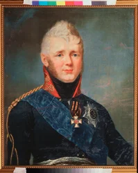 Portrét císaře Alexandra I., cara Ruska (1777-1825). Obraz Štěpána Semjonoviče Ščukina (Sččukina) (1762-1828), olej na plátně, po roce 1805. Ruské umění 19. století. Státní muzeum V. Tropinina, Moskva.