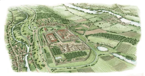 Převorství svatého Jana, Kilmainham, Dublin (nakresleno 2022), asi 1340-1370 (tuš a akvarel)