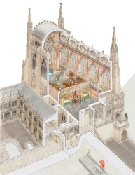 Kaple svatého Štěpána, Westminster, s nízkou klenbou, asi 1520-1530 (kresba 2015) (tuš a akvarel)