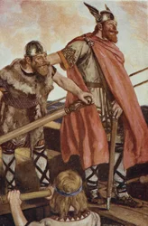 Erik Rudý (950-1003/04) vyplouvá do Grónska, ilustrace z 