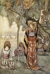 Utábořili se a labutě jim zpívaly, ilustrace z 