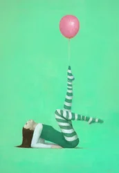 Růžový balón v rovnováze