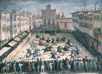 Závod na koních na náměstí Piazza Santa Croce, 1561-1562