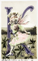 K: Juliette Mealy, zpěvačka a kabaretní tanečnice z la Belle Epoque - tvůrce písně "Frou Frou" v roce 1897 - Abeceda na pohlednici