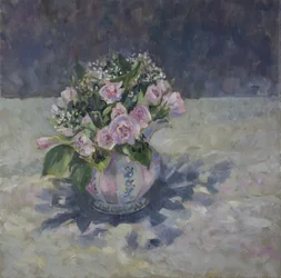 Růžové barvy v pruhovaném džbánu, 2013,