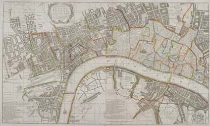Mapa Westminster, City of London, Southwark a okolních oblastí, 1739