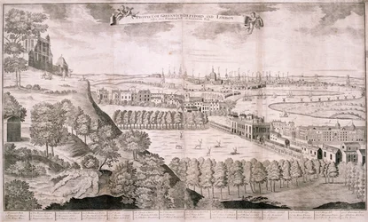 Pohled z Greenwich Park, Londýn, 1723
