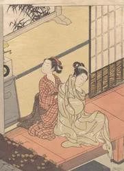 Večerní zvonkohra hodin Tokei no bansho, ze série „Osm pohledů do salonu“ Za..., ca. 1766.