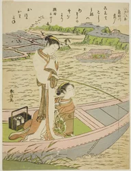 Husy sestupující po řece Sumida (Sumidagawa no rakugan), ze série „Osm módních pohledů na Edo (Furyu Edo hakkei)“