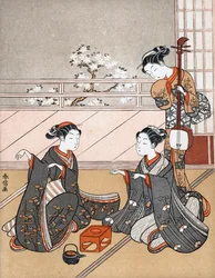 Dívky hrající hru Kena, c1745-1770.
