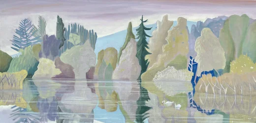 Klidné jezero, 2024 (olej na plátně)