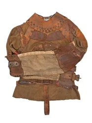 Svěrací kazajka, kterou vlastní Harry Houdini, kolem roku 1915 (khaki plátno, kůže a kovové nýty)