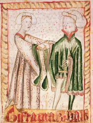 Sňatek, ze Zemských zákoníků Magnuse Erikssona (1319-64), kolem roku 1450