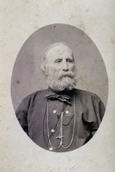 Giuseppe Garibaldi (1807-1882), italský politik. Kolem 1875. Fotografie dílny Lacomée a Lacroix. Ženeva.