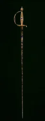 Small-Sword, cca 1790-1800 (zlato s modrým průsvitným smaltem, leptaná, modřená a zlacená ocel)