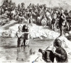 Křest severoamerických indiánů - Mormoni vydávající se za apoštoly Krista, 1892