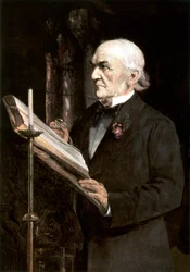 „Pan Gladstone čte lekce v Hawarden Church“, konec 19. století.