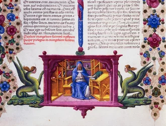 Hraniční vlys na úpatí stránky se svatým Matoušem Evangelistou, svazek II f 148, v, Bible Borso d
